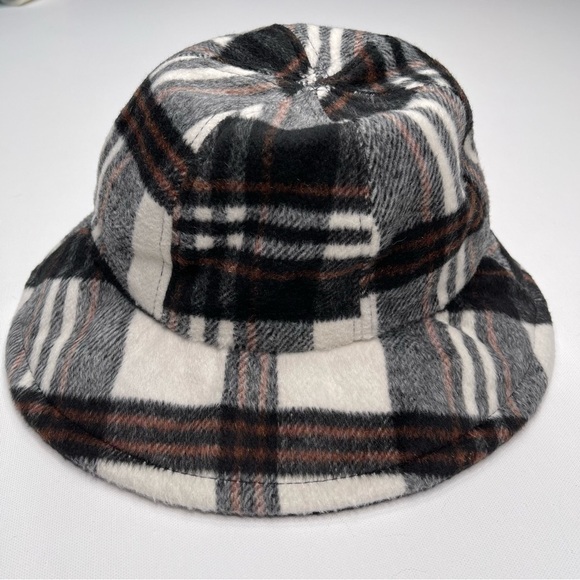 Bucket Hat David and Young Cap Plaid  Wool Cotton Blend Black White Brown Street - Picture 1 of 10